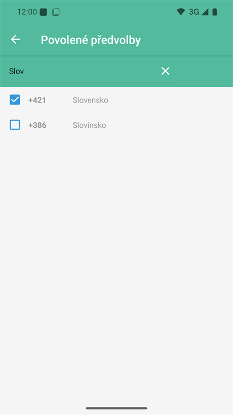 Výběr povolených předvoleb