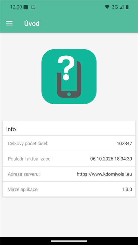 Úvodní stránka aplikace