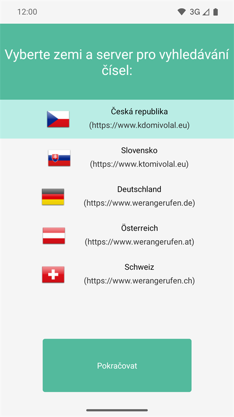 Výběr země