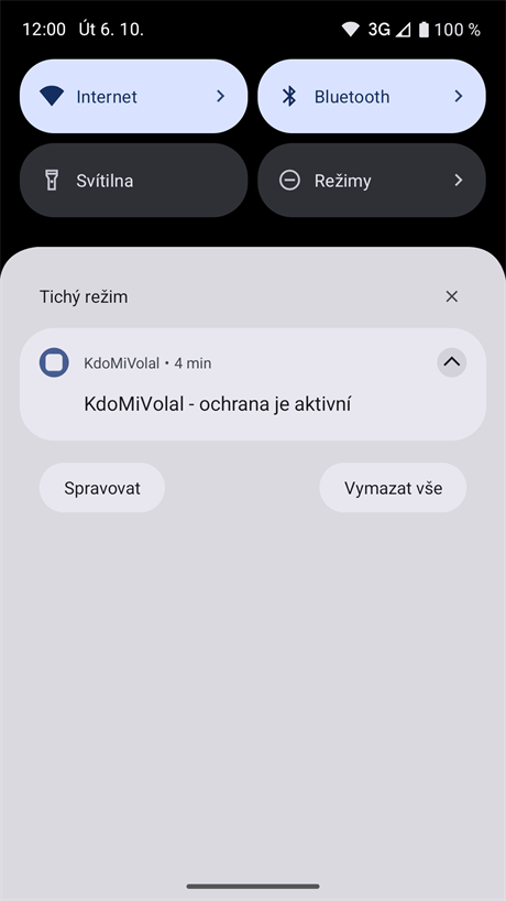 Oznámení o aktivní ochraně