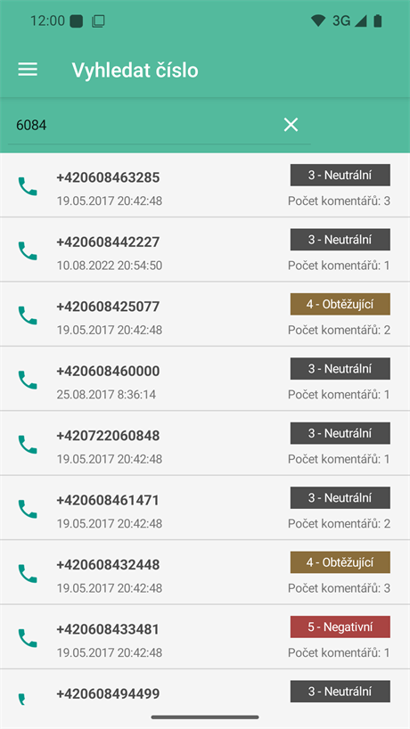 Vyhledávání telefonního čísla