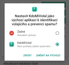 Nastavení výchozí aplikace pro identifikace SPAMu