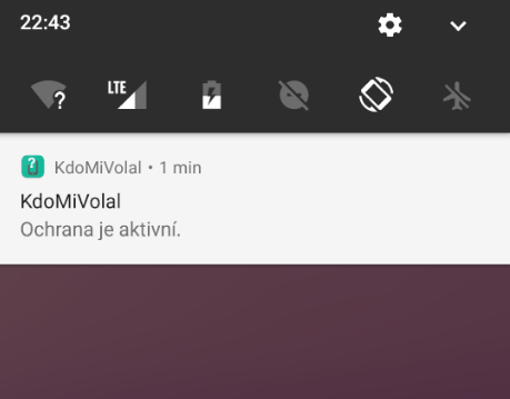 Notifikace o aktivní kontrole