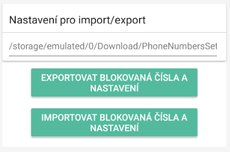 Export a import blokovaných čísel a nastavení