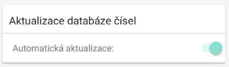 Nastavení aktualizace databáze čísel