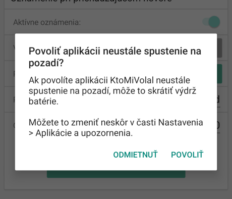 Oprávnenie pre beh na pozadí