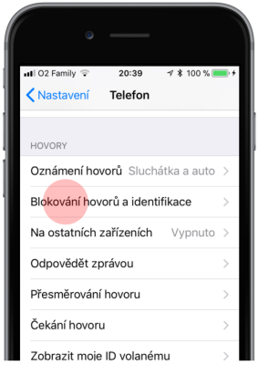 Blokování hovorů a identifikace